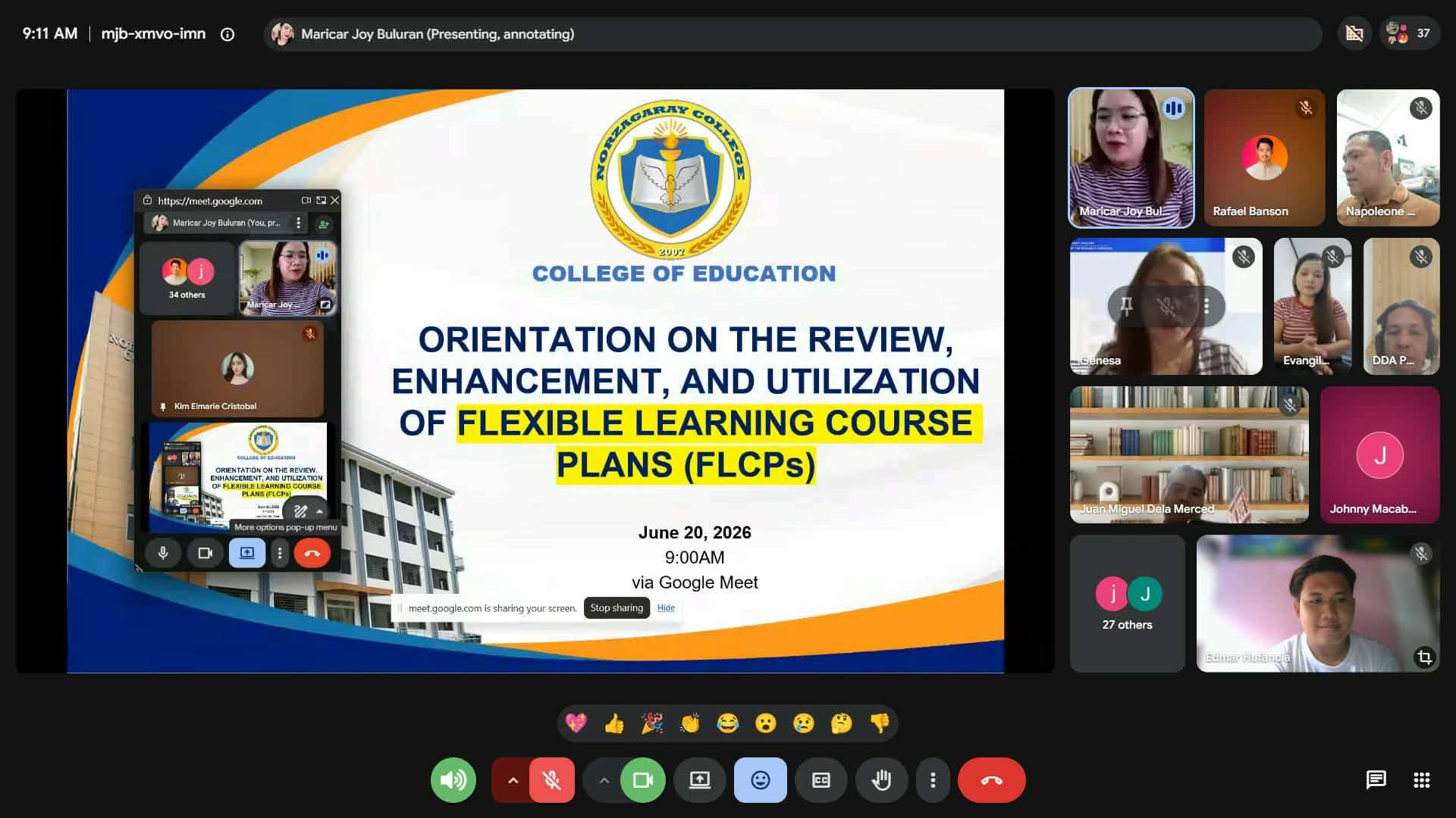 ORIENTATION ON THE REVIEW, ENHANCEMENT, AND UTILIZATION OF FLEXIBLE LEARNING COURSE PLANS (FLCPS) AND COED DEPARTMENT ORIENTATION FOR 1ST SEMESTER, A.Y 2026-2027