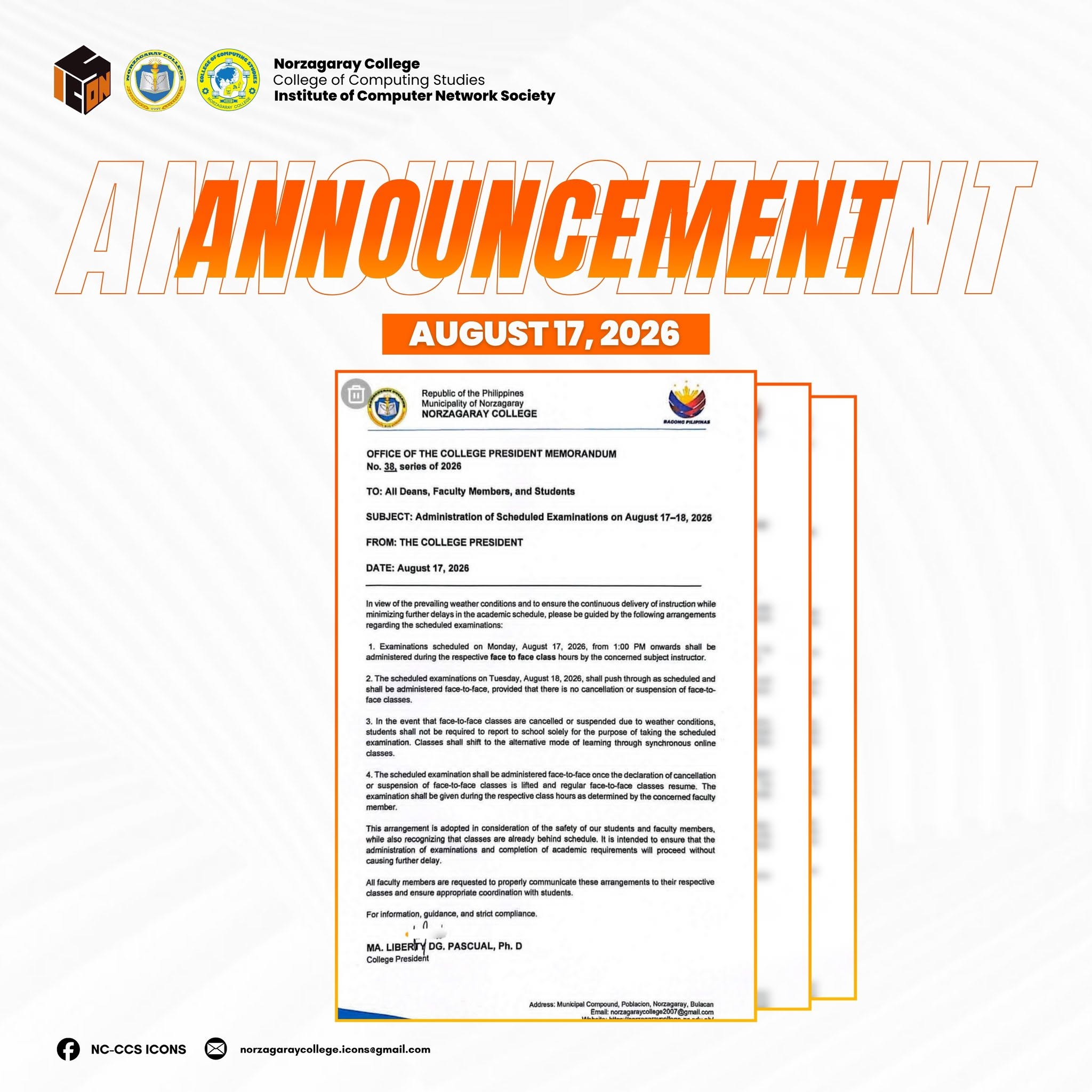 𝗘𝗫𝗔𝗠𝗜𝗡𝗔𝗧𝗜𝗢𝗡 𝗔𝗡𝗡𝗢𝗨𝗡𝗖𝗘𝗠𝗘𝗡𝗧 | 𝗔𝗨𝗚𝗨𝗦𝗧 𝟭𝟳–𝟭𝟴, 𝟮𝟬𝟮𝟲
