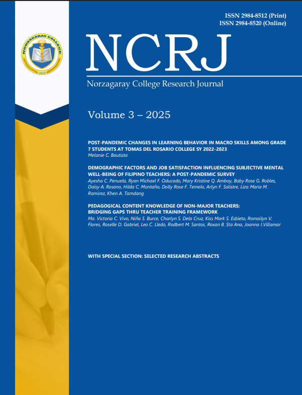 NCRJ VOLUME 3 (eISSN 2984-8520) INFLUENCE OF GRIT ON STUDENTS’ ACADEMIC PERFORMANCE: BASIS FOR DEVELOPMENT OF INTERVENTION PROGRAM