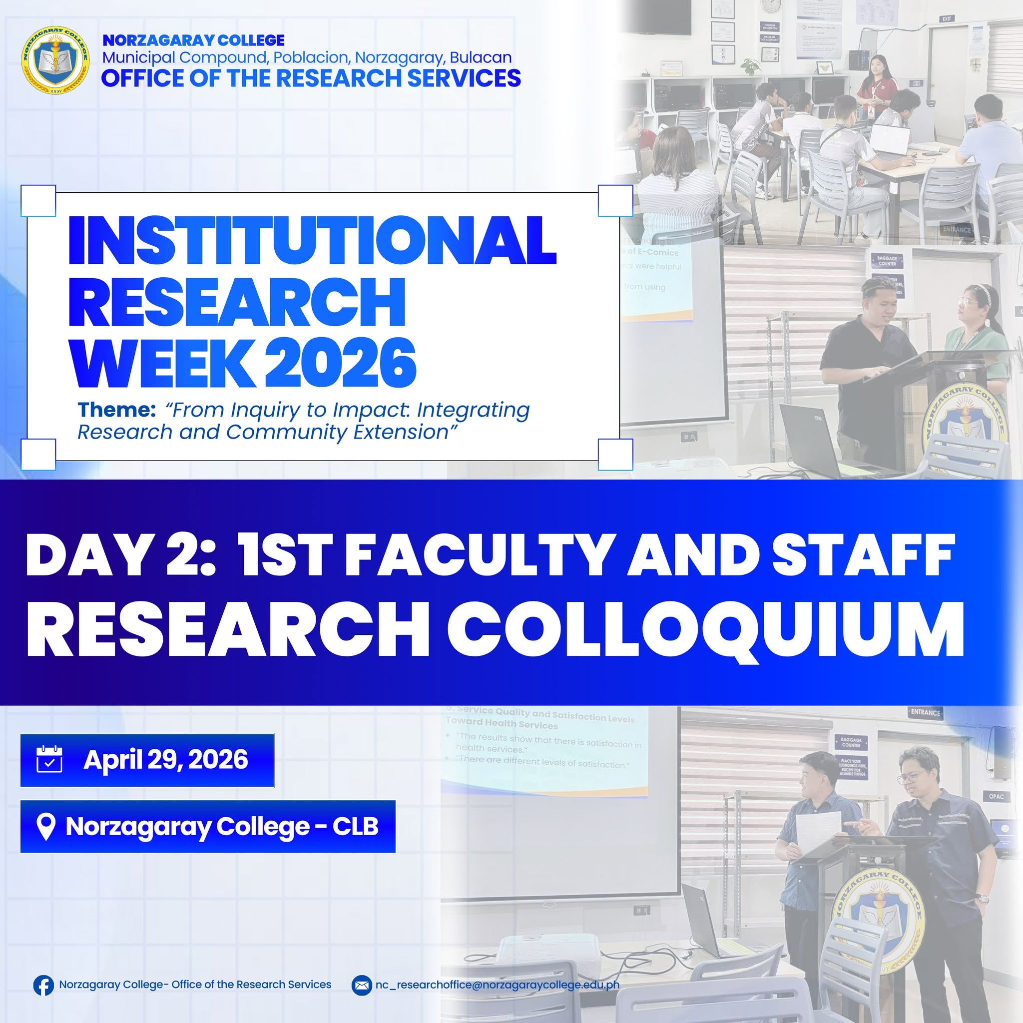 Institutional Research Week 2026: Day 2 – 1st Faculty and Staff Research Colloquium