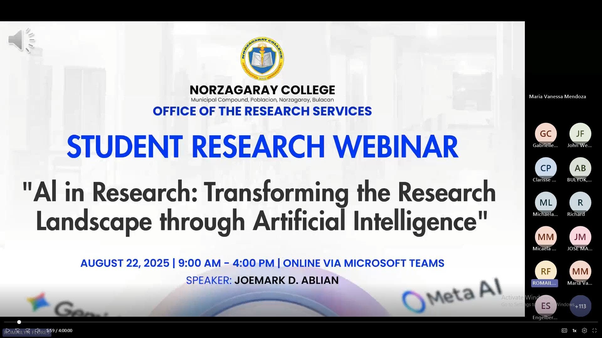 STUDENT RESEARCH WEBINAR