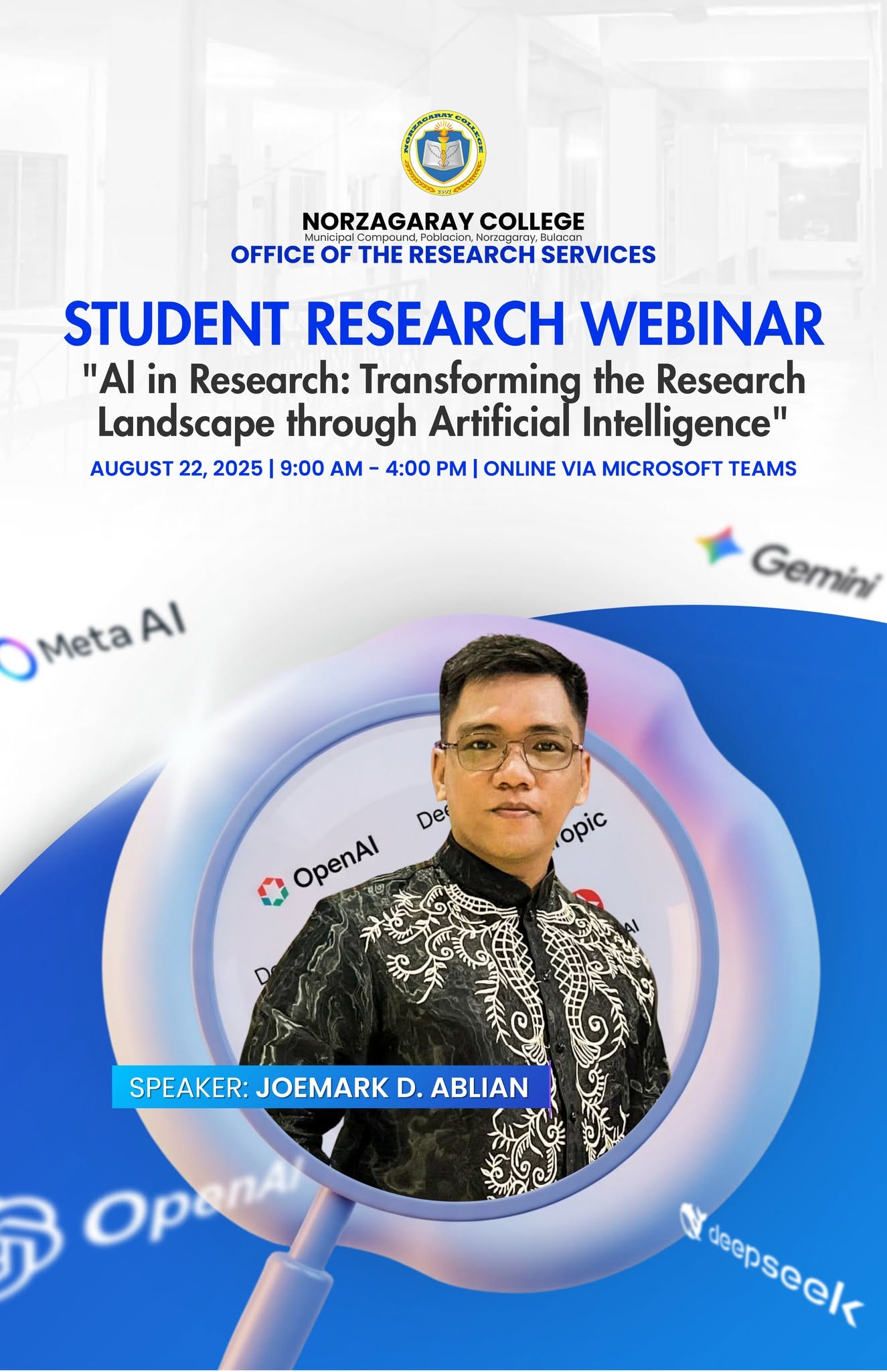 MEET OUR RESOURCE SPEAKER ON AI IN RESEARCH