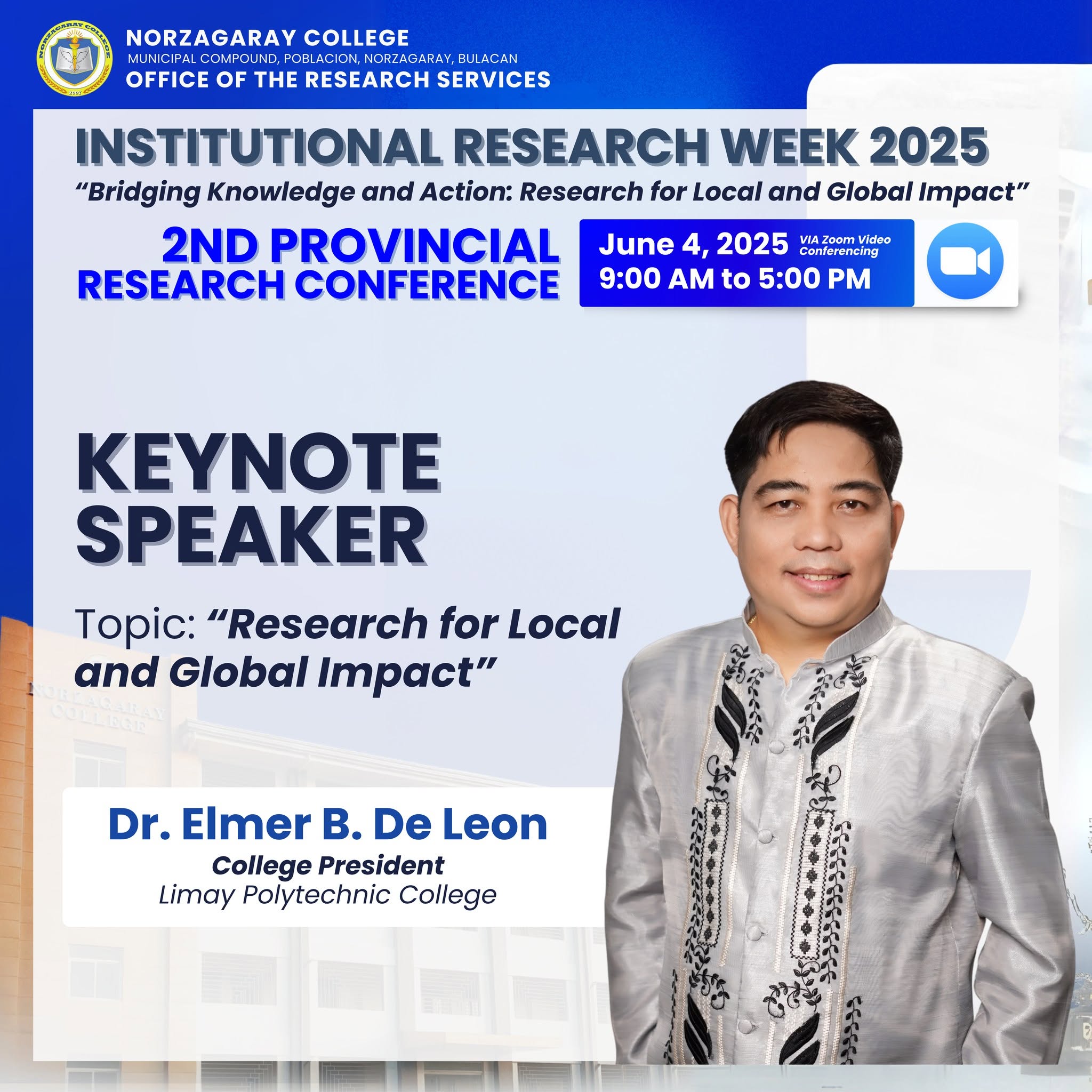2ND PROVINCIAL RESEARCH CONFERENCE – KEYNOTE SPEAKER