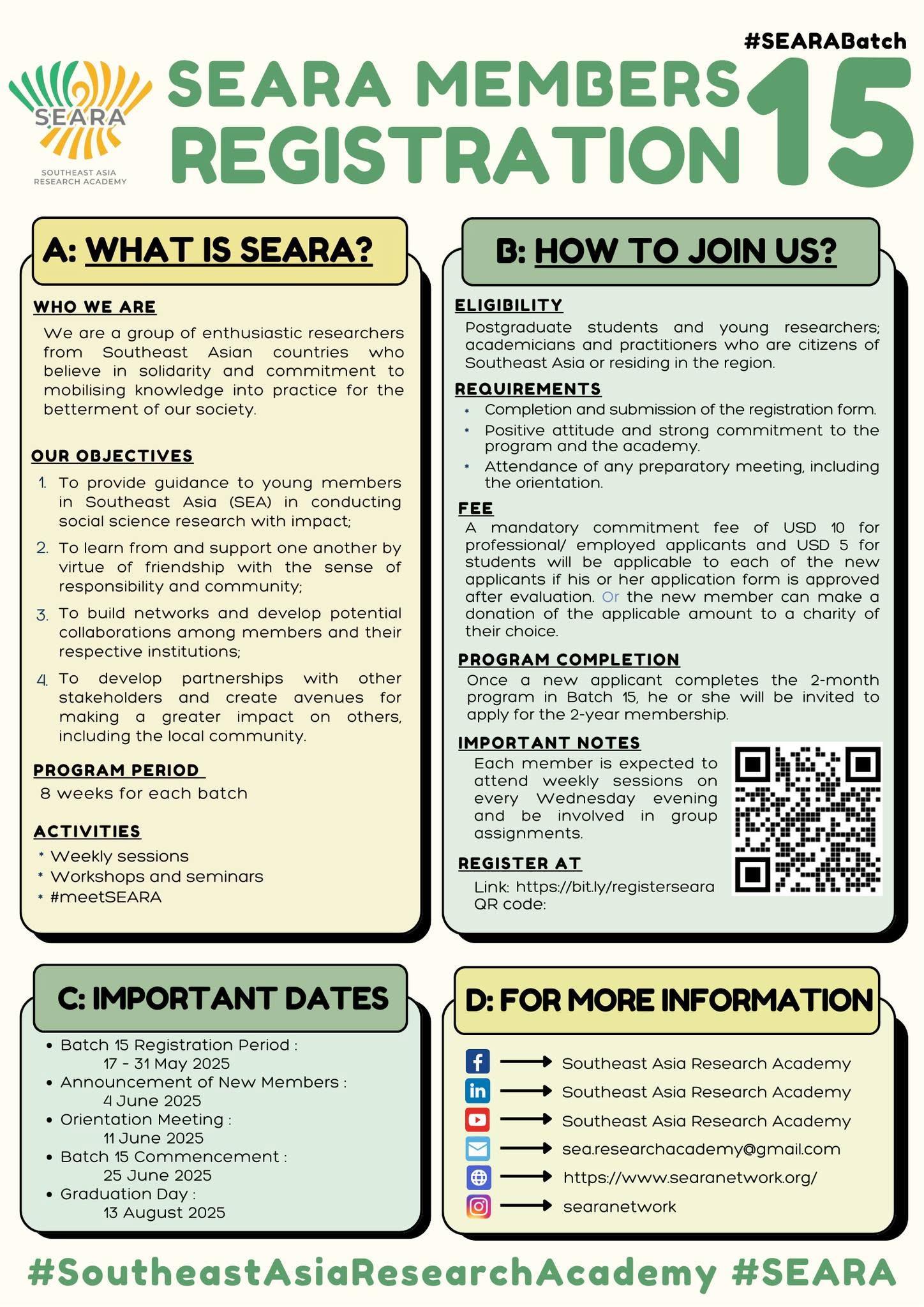 SEARA Batch 15 Registration Now Open