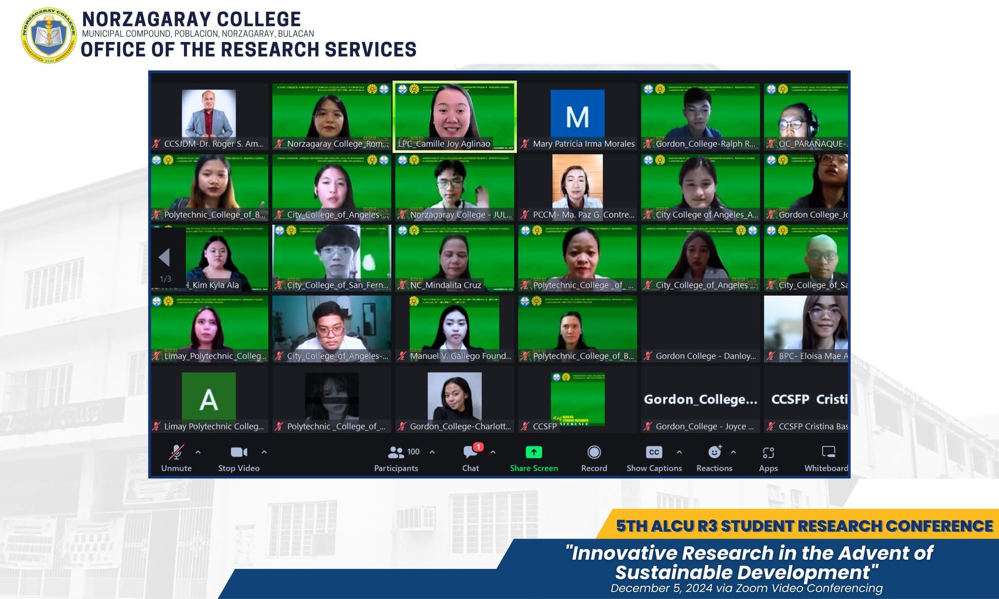 Norzagaray College Student Researchers Present at the 5th ALCU-R3 Research Conference