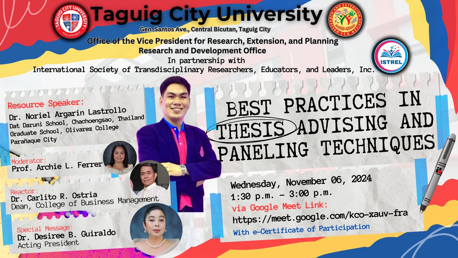 FOCUS ON RESEARCH WEBINAR SERIES – Best Practices in Thesis Advising and Paneling Techniques
