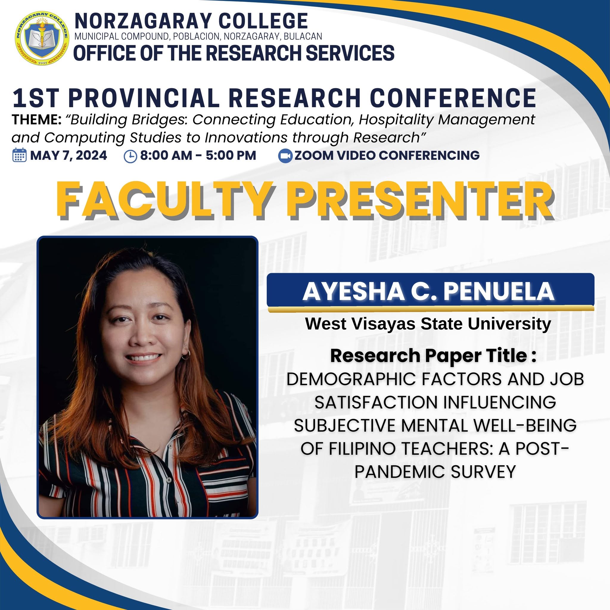 1st Provincial Research Conference – Final Batch of Faculty Paper Presenters