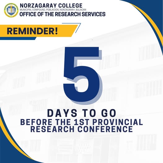 5 Days to Go – 1st Provincial Research Conference