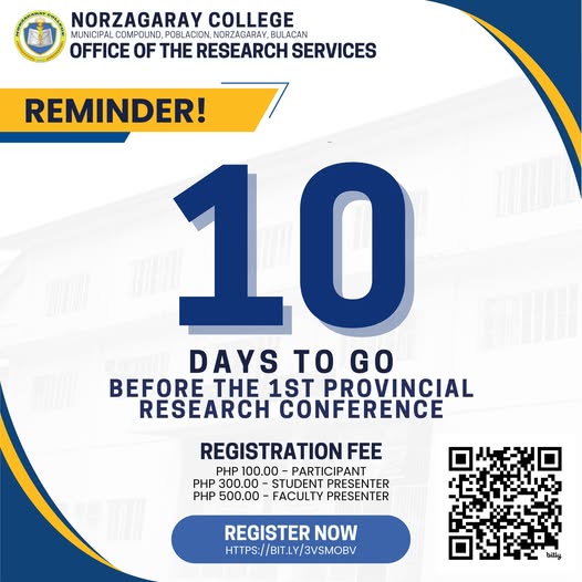 10 Days to Go – 1st Provincial Research Conference