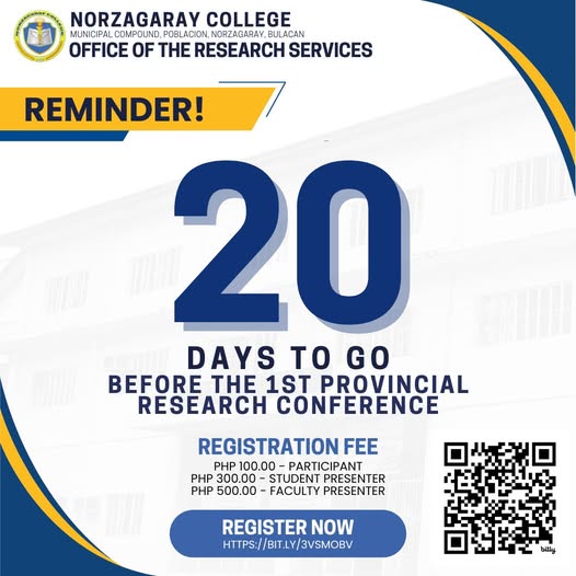 20 Days to Go – 1st Provincial Research Conference