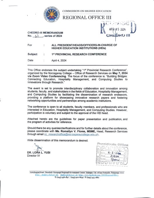 CHED Endorses 1st Provincial Research Conference