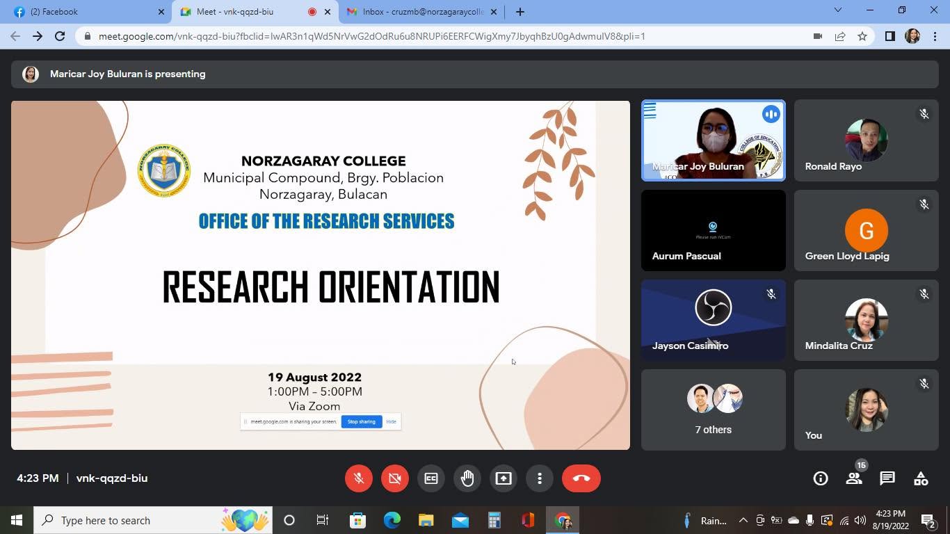 Orientation for Students enrolled in Research Subject