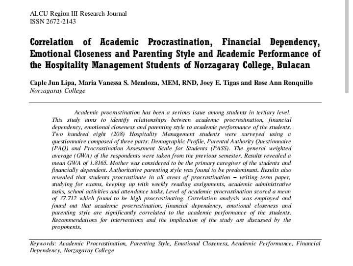 Norzagaray College Researchers Published in ALCU R-III Research Journal