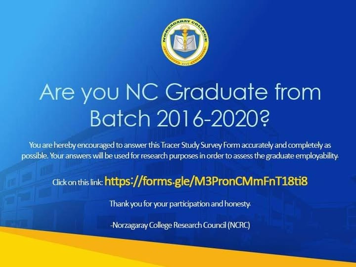 NC Graduate Tracer Study for Batch 2016–2020