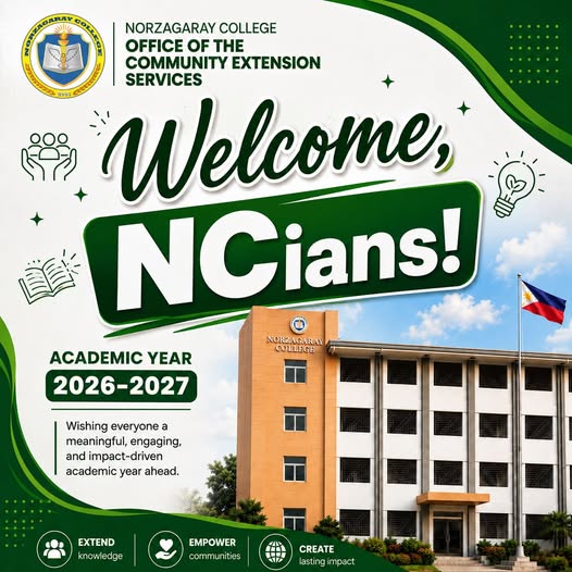 The Norzagaray College – Office of the Community Extension Services warmly welcomes everyone to Academic Year 2026–2027!