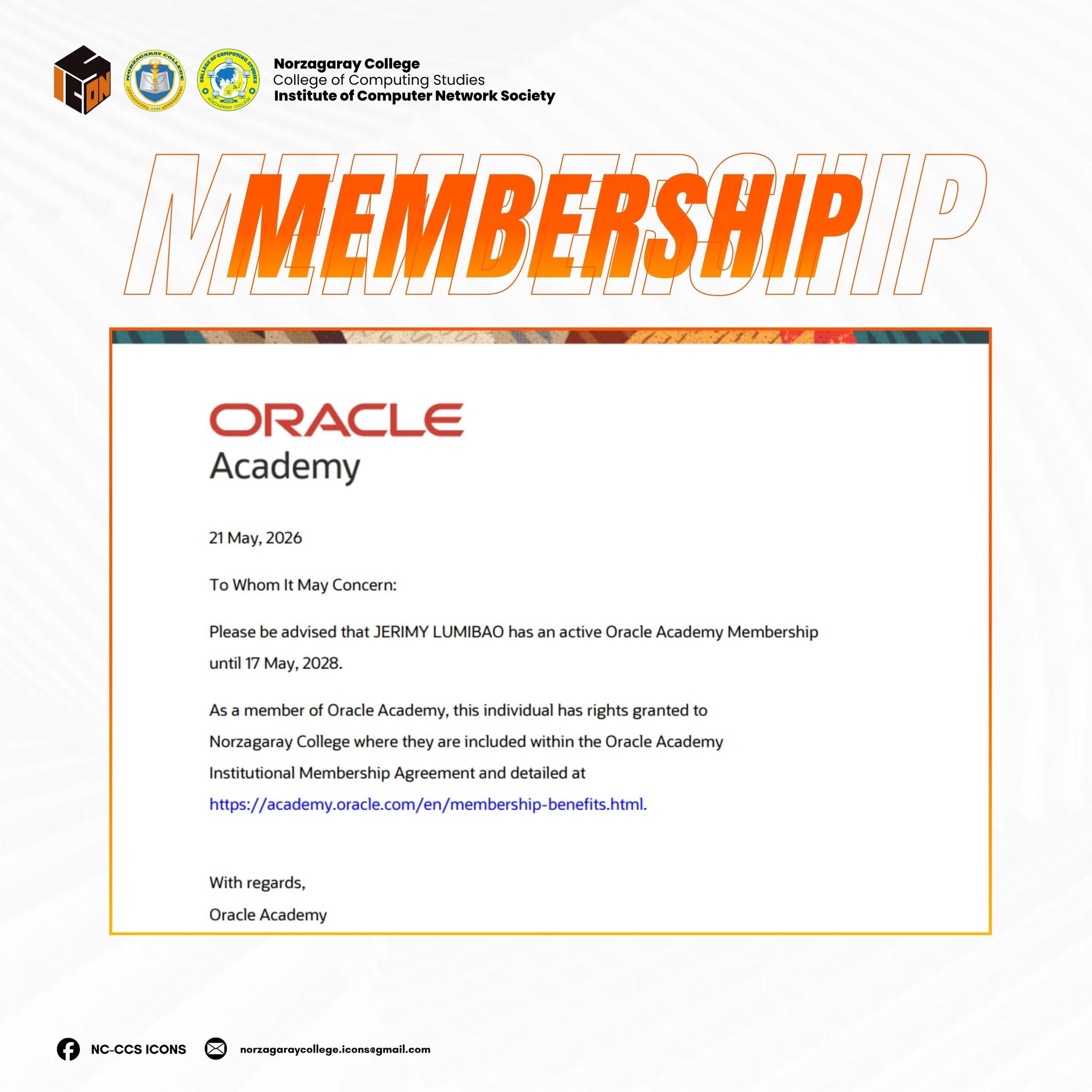 𝗟𝗢𝗢𝗞 | 𝗡𝗖-𝗖𝗖𝗦 𝗻𝗼𝘄 𝗽𝗮𝗿𝘁 𝗼𝗳 𝗢𝗿𝗮𝗰𝗹𝗲 𝗔𝗰𝗮𝗱𝗲𝗺𝘆